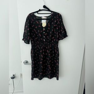 Rose Floral Black Dress